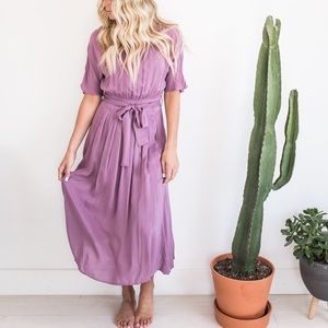 Mulberry Waist Tie Midi Dress